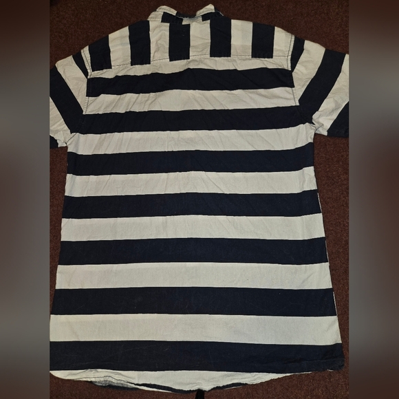 Jack DMD Striped Shirt In Navy Blue And White Size XLT Vintage - Picture 8 of 8